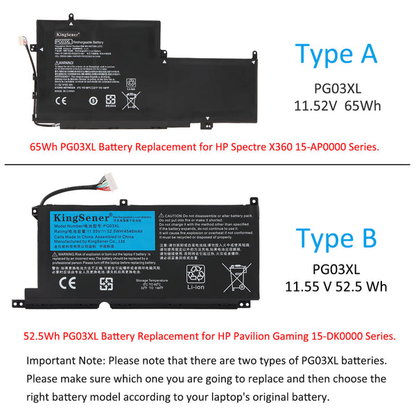 Pavilion Gaming 15-DKシリーズ用HP PG 03 XLノートパソコン