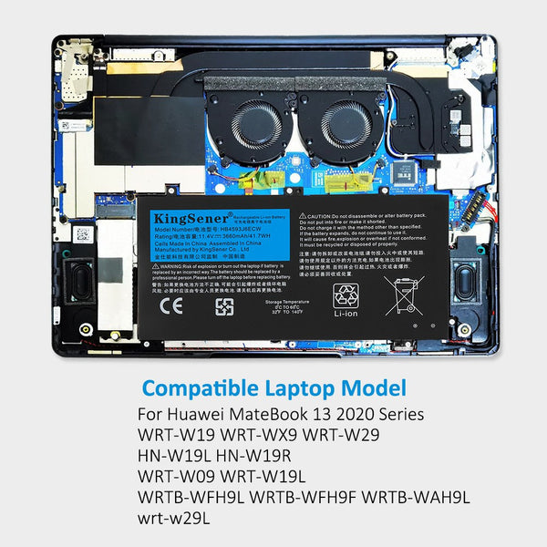 Kingsener HB4593J6ECW Laptop Battery For Huawei MateBook 13 2020 WRT-W19  WX9 W29 i7 HN-W19L W19R WRT-W09 W19L WRTB-WFH9L WRTB-WFH9F WRTB-WAH9L