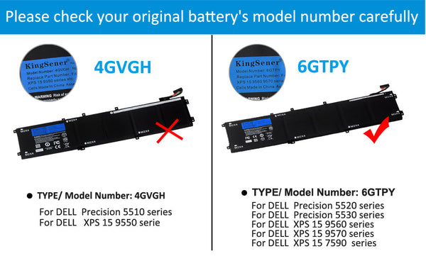 Batterie pour Dell 6GTPY 97Wh 11.4V